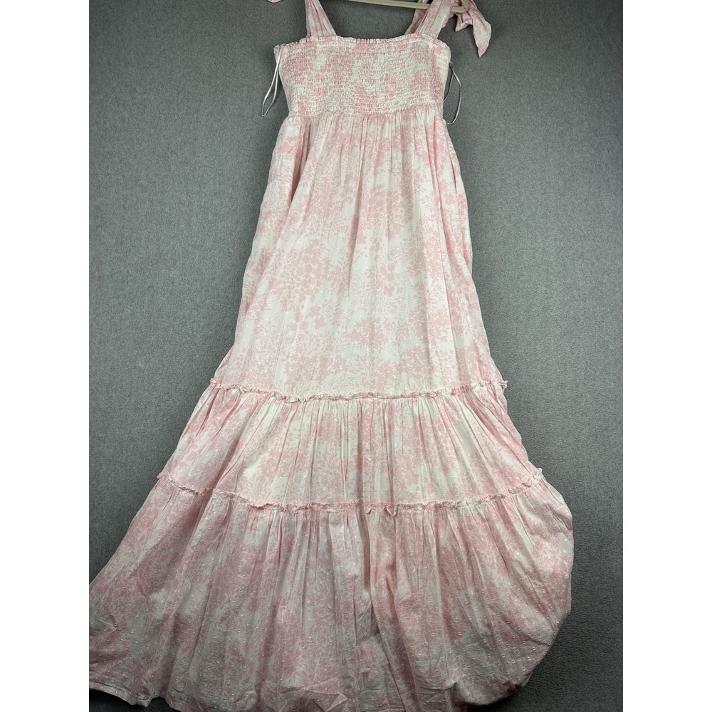 Crown & Ivy Dress Womens Medium Pink Floral Smocked Tiered Maxi Sundress NWT - Picture 9 of 11
